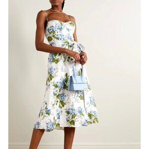 Reformation Kieryn Linen Floral Dress Riviera Blue Green 4